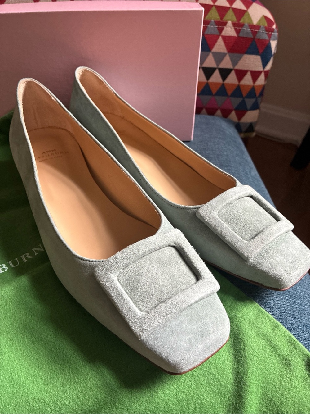 Ann Mashburn Buckle Shoe BNIB size 39 Eucalyptus Suede